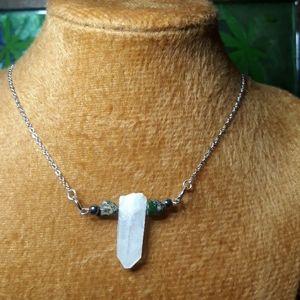 Quartz, hematite & African Turquoise pendant